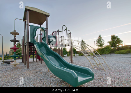 Neighborhood Public Park Children's Playground Gym Structure in Suburban Area Stock Photo