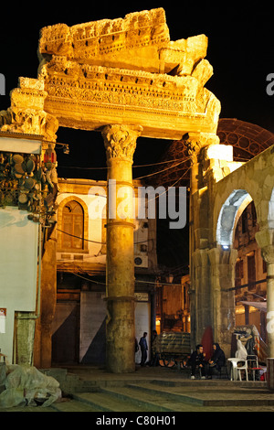 Syria, Damascus, Old Temple, Gateway. Stock Photo