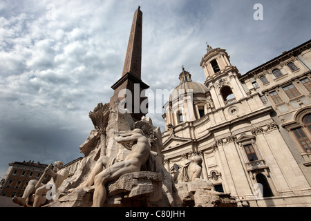 Italy, Lazio, Rome, Piazza Navona, Bernini's Four Rivers fountain Stock Photo