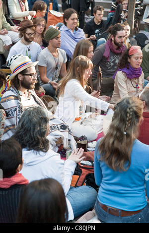 Occupy Wall Street protesters in Zuccotti Park in Lower Manhattan in