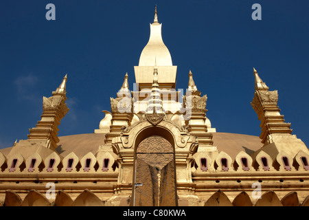 Laos, Vientiane, Pha That Luang Buddhist Stupa Temple Stock Photo