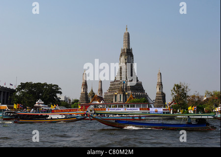 Thailand, Bangkok, Chao Phraya River, Wat Arun Buddhist Temple Stock Photo