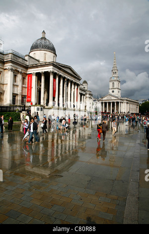 View along North Terrace to the National Gallery and St Martin in the Fields church, Trafalgar Square, London, UK Stock Photo
