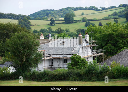 roofer at work Moretonhampstead Devon UK Stock Photo