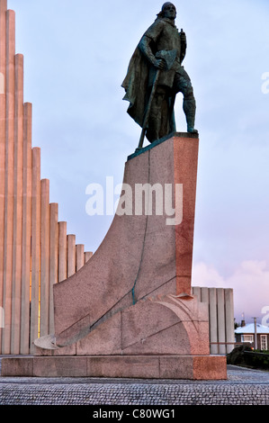 A statue of Leif Ericson in Reykjavik, Iceland Stock Photo