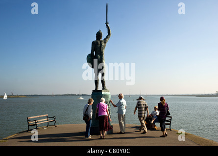 The bronze statue of Bryhtnoth on the Promenade Walk in Maldon in Essex ...