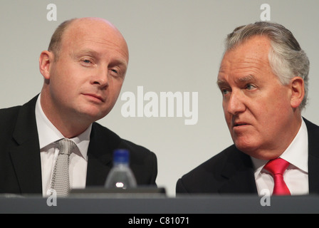 LIAM BYRNE MP & PETER HAIN MP SHADOW SECRETARY OF STATE FOR 25 September 2011 THE AAC LIVERPOOL ENGLAND Stock Photo