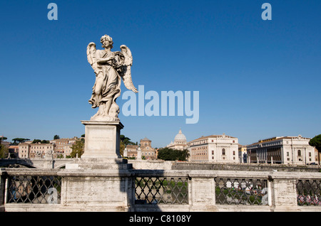 Bernini Statue on the Ponte Sant'Angelo, River Tiber, Rome, Italy Stock Photo
