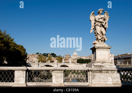 Bernini Statue on the Ponte Sant Angelo, River Tiber, Rome, Italy Stock Photo