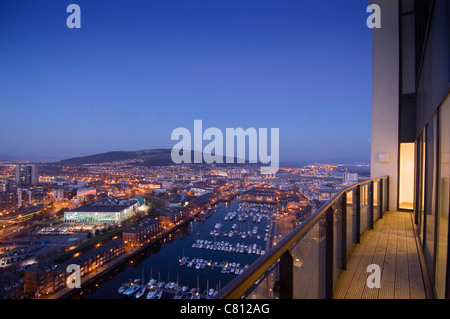 Views from the Penthouse near the top of the Meridian Tower in Swansea. Stock Photo