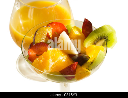 Healthy lifestyle, mixed fruit salad and orange juice Stock Photo