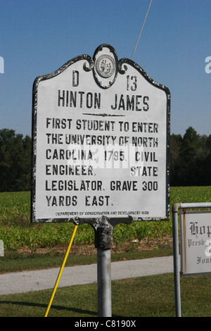 D13 HINTON JAMES First student to enter the University of North Carolina, 1795, civil engineer, state legislator. Stock Photo