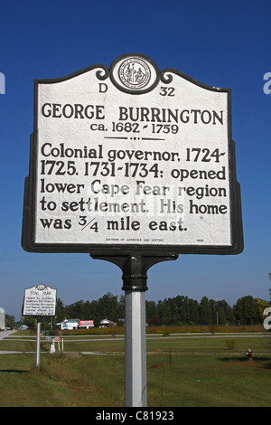 D32 GEORGE BURRINGTON ca. 1682-1758 Colonial governor, 1724-1725, 1731-1734; opened lower Cape Fear region to settlement Stock Photo