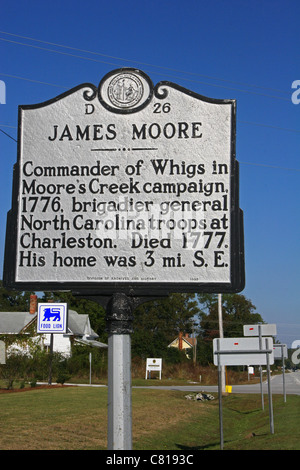 D26 JAMES MOORE Commander of Whigs in Moore's Creek campaign, 1776, brigadier general North Carolina troops at Charleston Stock Photo