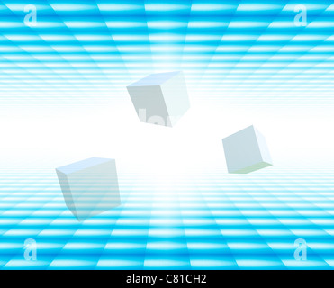 Cubes Against Grid Stock Photo