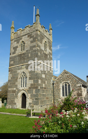 St Mellanus Parish Church in Mullion, Cornwall UK. Stock Photo