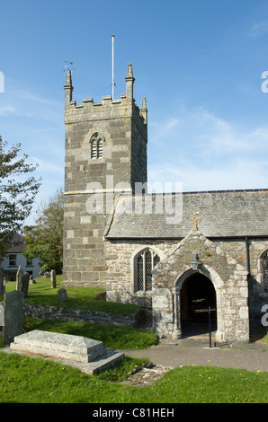 St Mellanus Parish Church in Mullion, Cornwall UK. Stock Photo