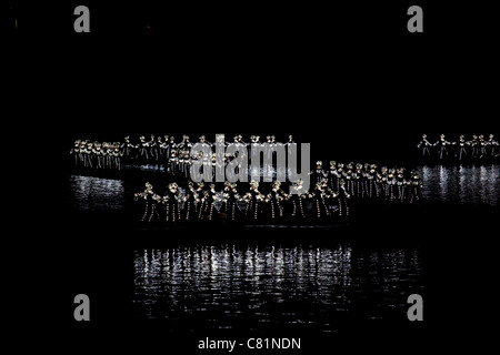 Silver Impressions,the Liu San Jie performance consists of approximately 500 performers on the waters of the Li River, Yangshuo. Stock Photo