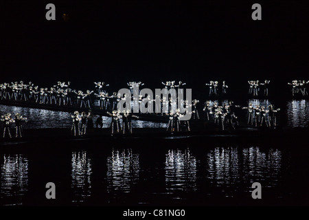 Silver Impressions,the Liu San Jie performance consists of approximately 500 performers on the waters of the Li River, Yangshuo. Stock Photo