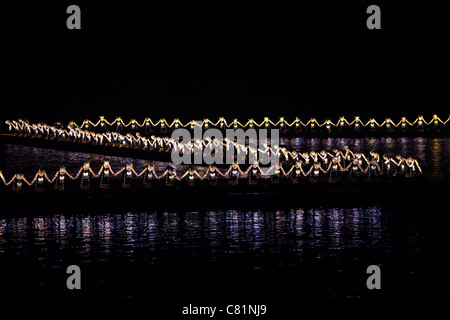 Silver Impressions,the Liu San Jie performance consists of approximately 500 performers on the waters of the Li River, Yangshuo. Stock Photo