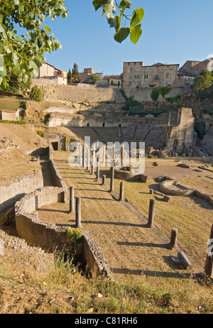 Excavations of Ancient Roman Amphitheatre, Volterra, Tuscany (Toscana), Italy Stock Photo