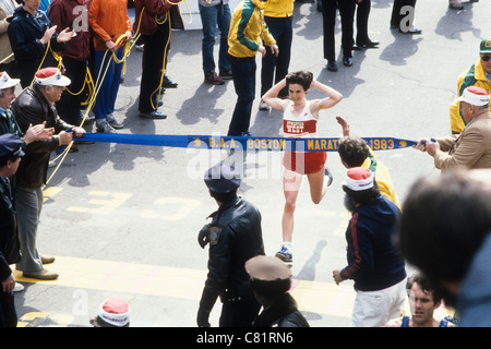 Joan Benoit winning of the 1983 Boston Marathon Stock Photo