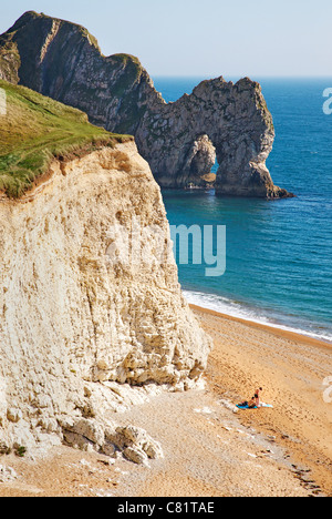 Durdle Door natural arch in the sea cliff near Lulworth Cove in Dorset Stock Photo