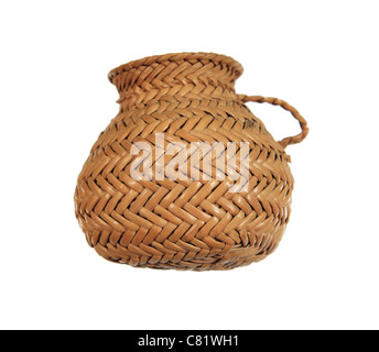 side view of small isolated basket with jug shape and handle Stock Photo