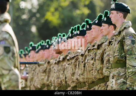 Soldiers from the Royal Irish Regiment and the Irish Guards on parade in Belfast Stock Photo