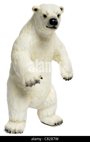 Plastic toy polar bear figurine isolated on white background  Model Release: No.  Property Release: No. Stock Photo