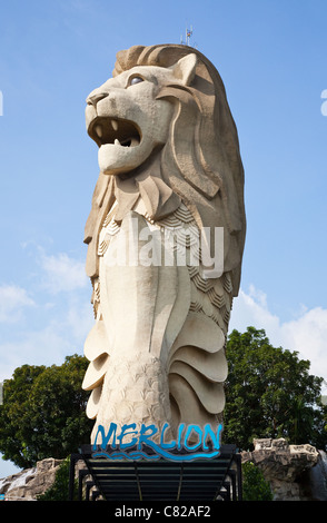 The Merlion Statue on Sentosa Island, Singapore Stock Photo