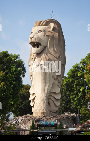 The Merlion Statue on Sentosa Island, Singapore Stock Photo