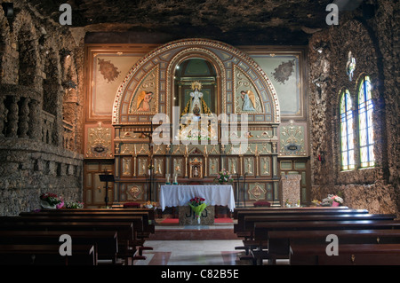 Rocky cave Interior of Santuario de la Virgen de la Esperanza, Calasparra,  Murcia in Spain,  Europe