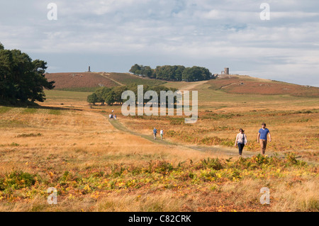 Old John's Tower and Yeomanry War Memorial in the distance at  Bradgate Country Park, Charnwood Forest,  Leicestershire, England Stock Photo