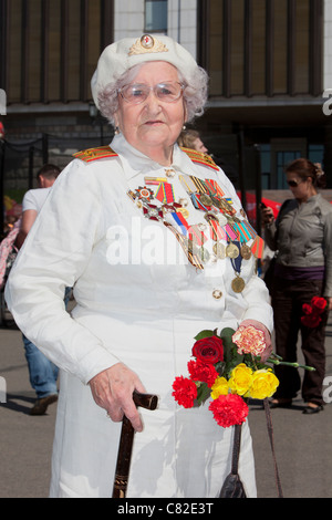 Russian Lieutenant Colonel celebrating the Red Army's World War II Victory on May 9 at Victory Park in Moscow, Russia Stock Photo