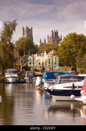 boats on the River Ouse at Ely, Cambridgeshire, UK Stock Photo
