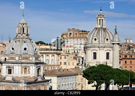 View of Santa Maria di Loreto church (left) and Santissimo Nome di Maria (right) , Capital district, Rome, Lazio, Italy. Stock Photo