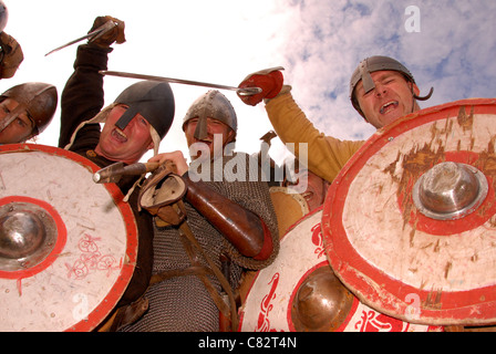 Viking Attack Viking festival Amlwch Anglesey North Wales Uk. Stock Photo