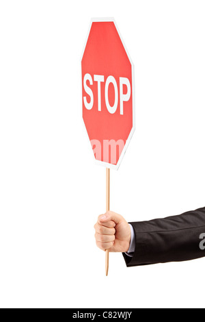 Prohibition stop sign with hand symbol to create quiet rest area in ...