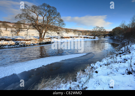 Winter on the River Wharfe as seen near Barden Tower Stock Photo