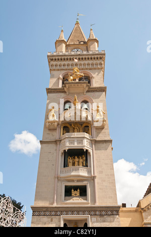 Clock tower, Messina Cathedral, Piazza Del Duomo, Messina, Sicily, Italy Stock Photo