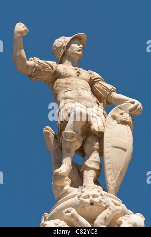 Statue on the top of Orion Fountain, Piazza Del Duomo, Messina, Sicily, Italy Stock Photo