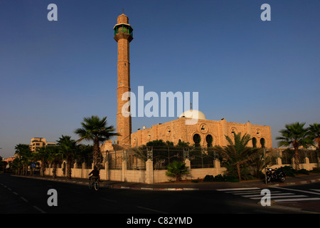 Exterior of Hassan Bek mosque also known as the Hasan Bey Mosque built in 1916 located between Neve Tzedek neighborhood and the Mediterranean Sea, at the seafront in Tel Aviv Israel Stock Photo