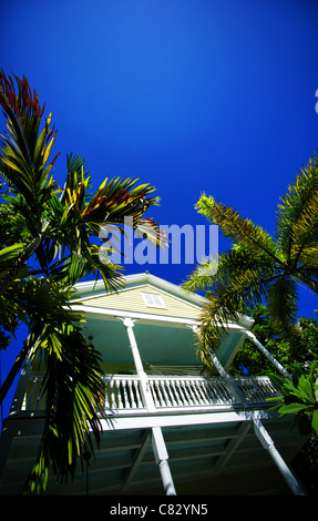 victorian house with palm trees on key west, florida Stock Photo