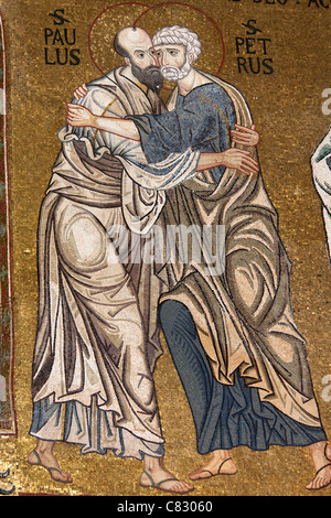 St Peter and St Paul mosaic, Cappella Palatina, Palazzo dei Normanni, Palermo, Sicily, Italy Stock Photo