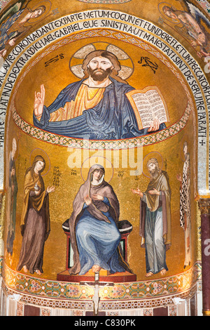 Jesus Christ mosaic in the apse, Cappella Palatina, Palazzo dei Normanni, Palermo, Sicily, Italy Stock Photo