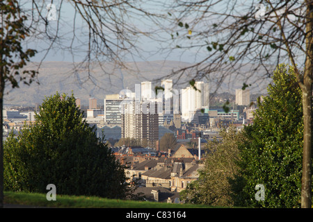 Glasgow cityscape, view looking North from Queen's Park, Scotland, UK