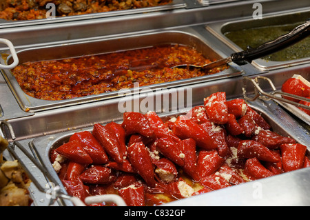 Marinated Stuffed Red Peppers, with Feta Cheese Stock Photo