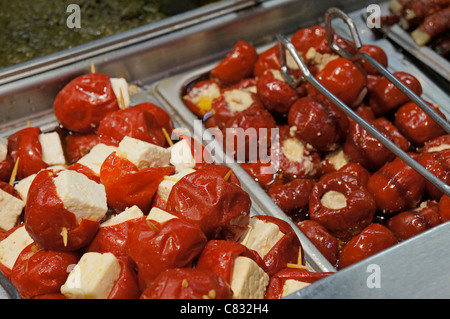 Marinated Stuffed Red Peppers, with Feta Cheese Stock Photo