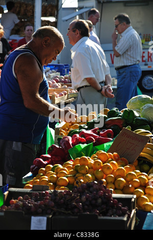 Fruit stall at Bonavista Sunday Market, Bonavista, near Salou, Costa Daurada, Province of Tarragona, Catalonia, Spain Stock Photo